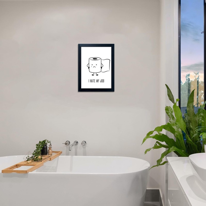 Funny Black & White Bathroom Art - Waterproof Canvas Toilet Paper Print gallery