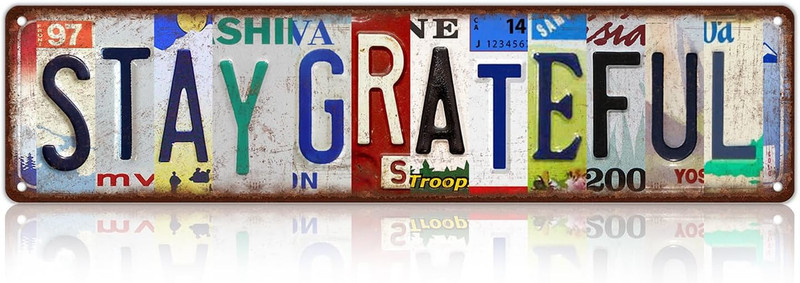 Vintage Stay Grateful Wall Decor Street Signs Metal Tin Signs 16 X 4 Inches