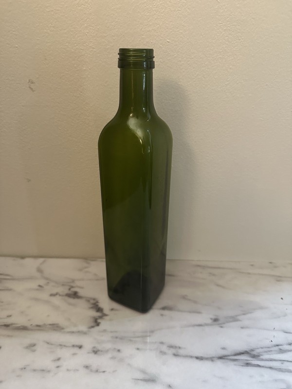 Empty Green Glass Square Bottle Clear Olive Oil Vinegar Craft Decor Flower Vase