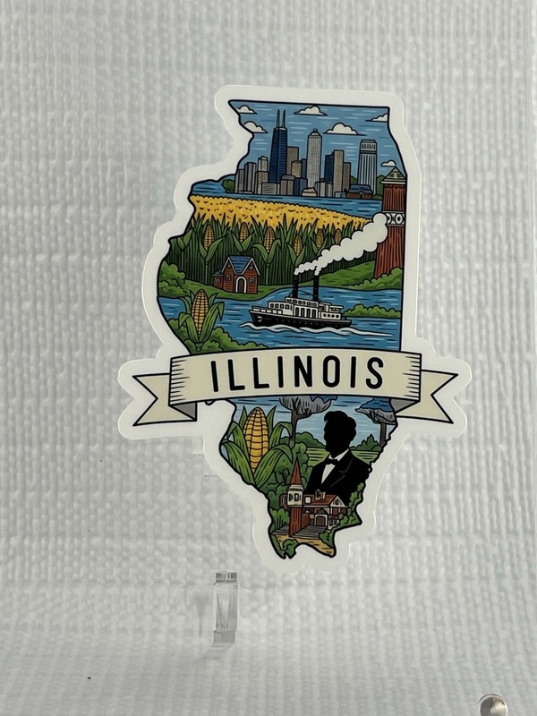 Illinois sticker vinyl decal state outline novelty laptop mug car