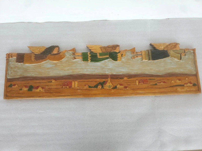 Vintage Country Carver Al Pisano Angel Band Door Topper Wall Decor Year 95
