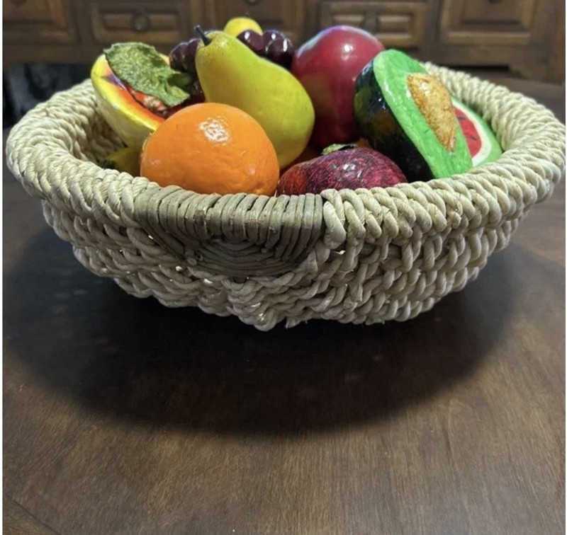 Fruit Basket Hand Weaved Basket With Fruit Mixture Colorful Table Decor gallery