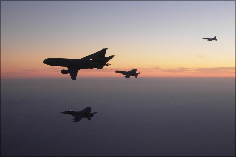 Poster, Many Sizes; Fa-18F Super Hornets F-18 Vfa-41 Vfa-14 Kc-10 Extender
