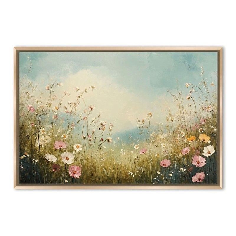 Vintage Wildflowers Wall Art Extra Large Canvas Print Living Room Decor