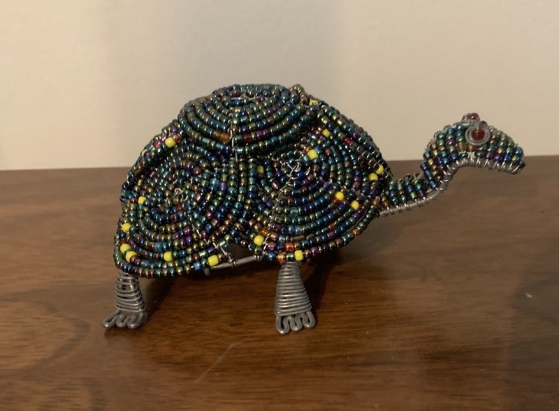 Beadworx Rainbow Color Red Eye Turtle Bead Wire Silver Footed Animal Sculpture