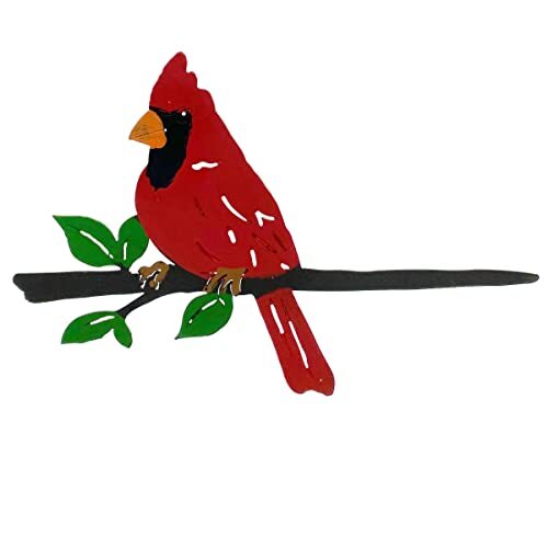 Cardinal Tree Art Metal Bird Stake Yard Garden Tree Decoration Outdoor Décor