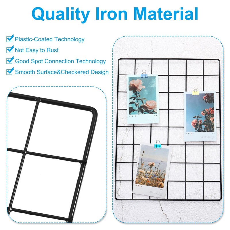10x10 Inch Wall Grid Panel 2 Pcs Metal Wire Photo Wall Decorative Grid for Ph... gallery