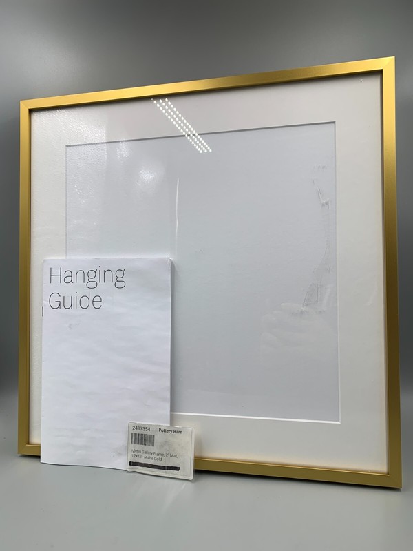 Pottery Barn Metal Gallery Frame Plexiglass Front Matte Gold 12″ Sq #5036W READ