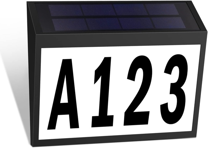 Solar Power LED Light Sign House Street Door Address Plaque Number Plate Lamp