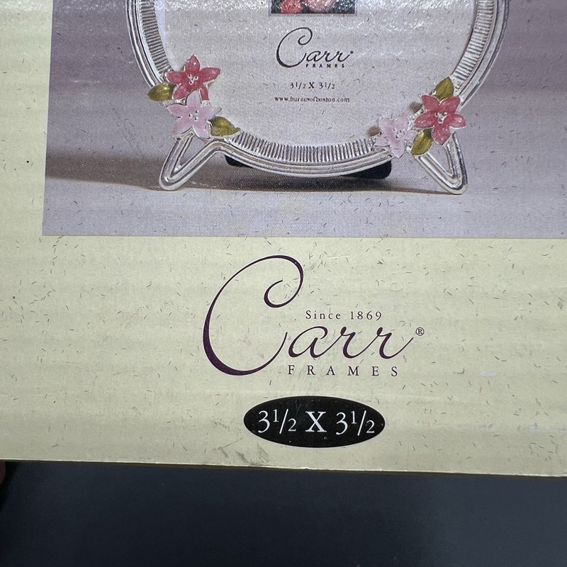 Carr Metal Photo Frame Round Pink Enamel Flowers Embellished Crystals gallery
