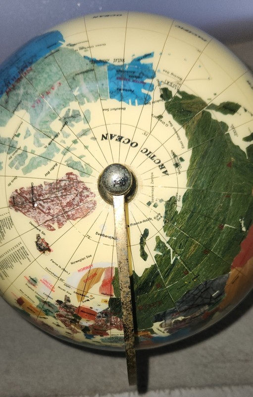 🌍 Large Yellow Semi-Precious Stone, Mother Of Pearl & Metal World Globe 23"X40" gallery