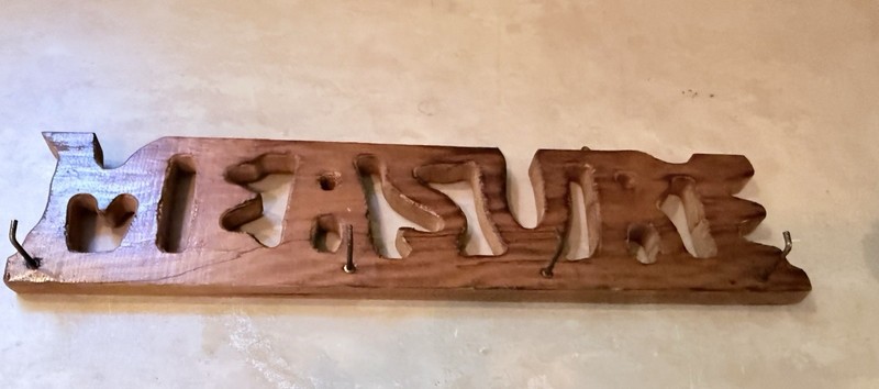 cute vintage wood “Measure” hook Measures 12.25 x 3 inches Hangers on the back gallery