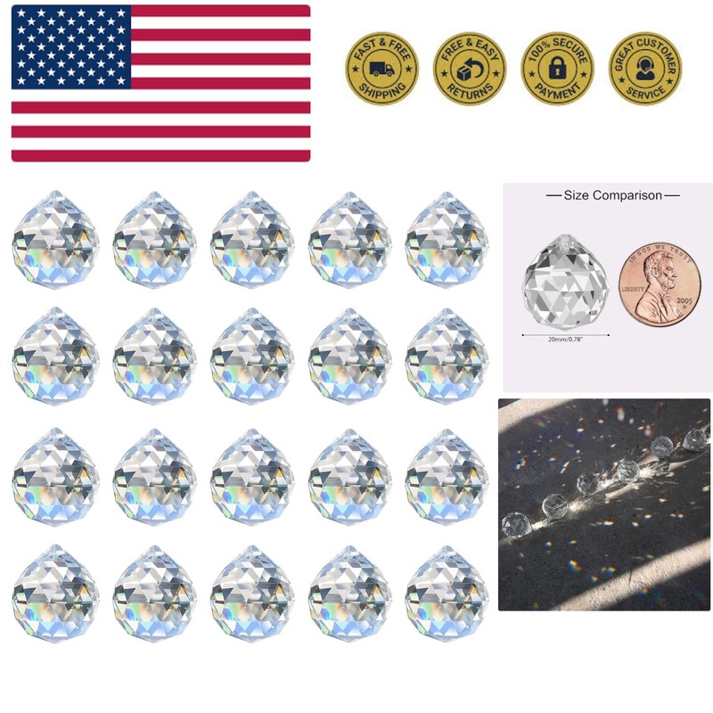Crystal Sun Catcher, 20pcs 0.8″/20mm Crystal Suncatcher Prism for Windows Han…
