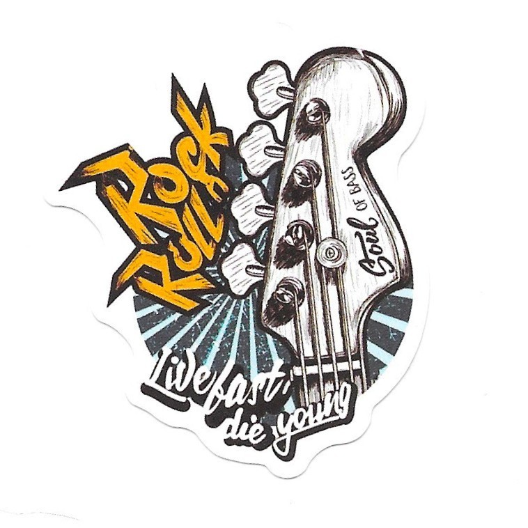 Soul Of Bass Guitar Vinyl Sticker Live Fast Die Young Rock ‘N’ Roll Music Decal