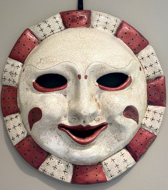 Vintage Venetian Style Papier Mache Sun Mask Wall Art Rust Gold Distressed