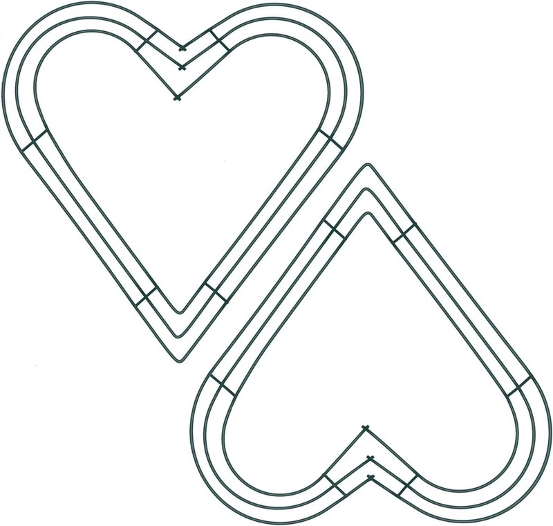 Pack of 2 Heart Shaped Wire Wreath Frame 12 Inches Dark Green Metal Wreath Fr...