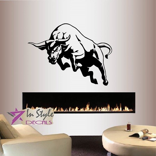 Wall Vinyl Decal Angry Bull Animal Room Removable Wall Mural Art Sticker 700