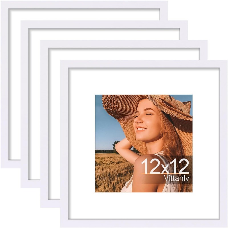 12×12 Picture Frames of 4, Display Pictures 8×8 with Mat or 12×12 without Mat…