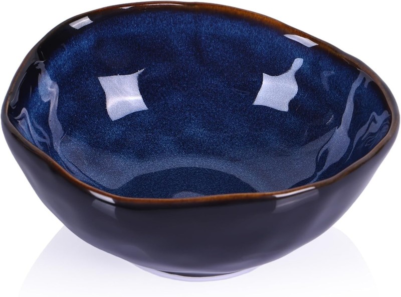 8″ Blue Ceric Decorative Bowl, Ceric Fruit Bowl, Key Bowl for Entryway