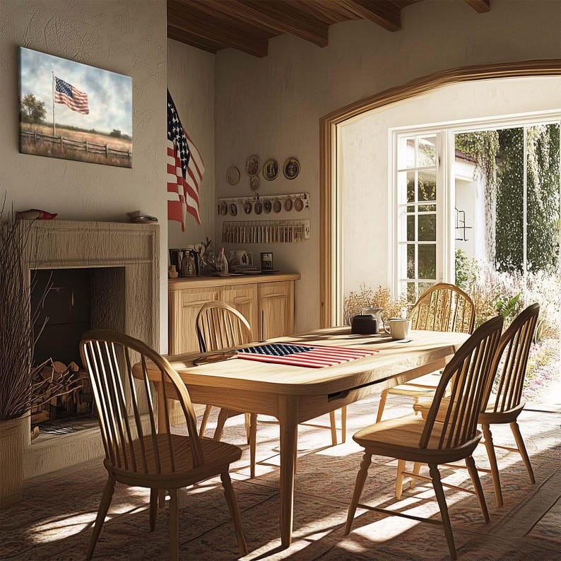 American Flag Canvas Print: Rustic Farmhouse Patriotic Wall Art for Bedroom gallery