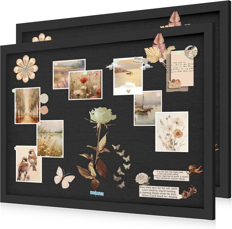 Cork Board Bulletin Board W/ Linen Corkboard Wall Mounted Pin Board for School gallery