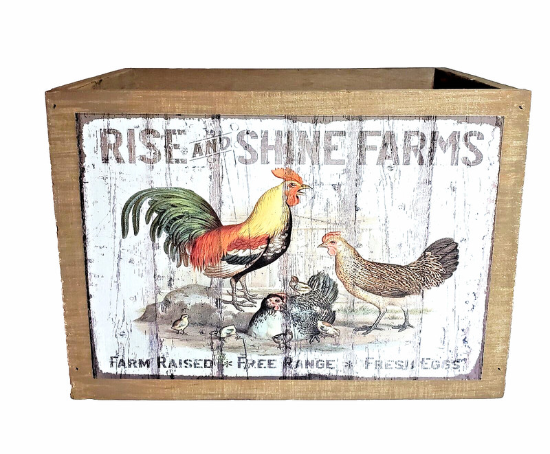 Wooden Box Rise and Shine Farm House Home Decor Rustic
