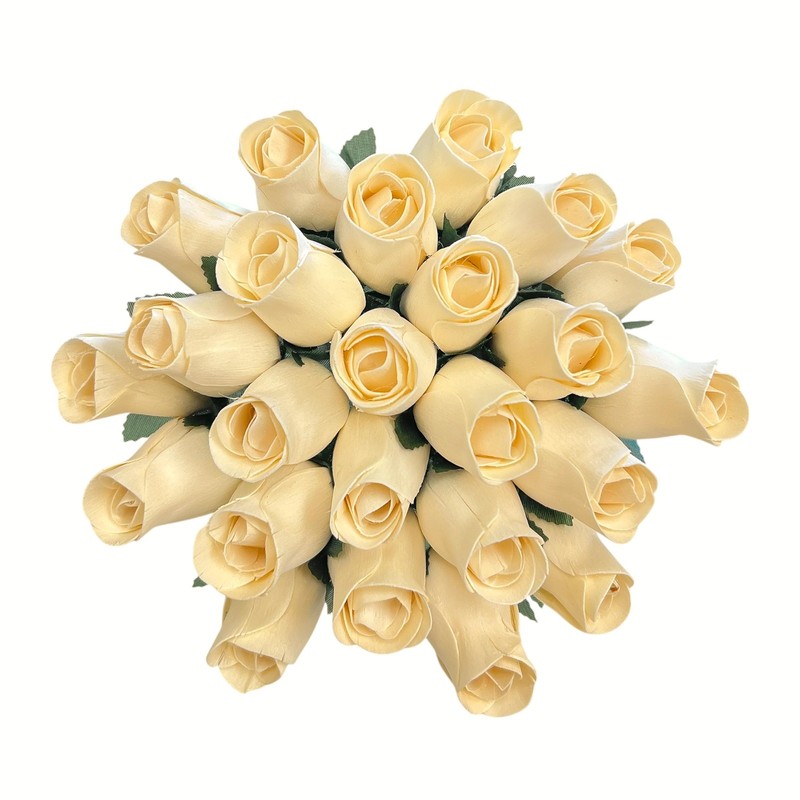 ZoomBee Bouquet of Two Dozen (24) Beautiful Realistic Ivory White Wooden Rose...