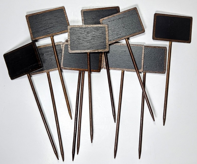 11 PCS Small Blackboard Tags Pot Label Wooden Blackboard Stake