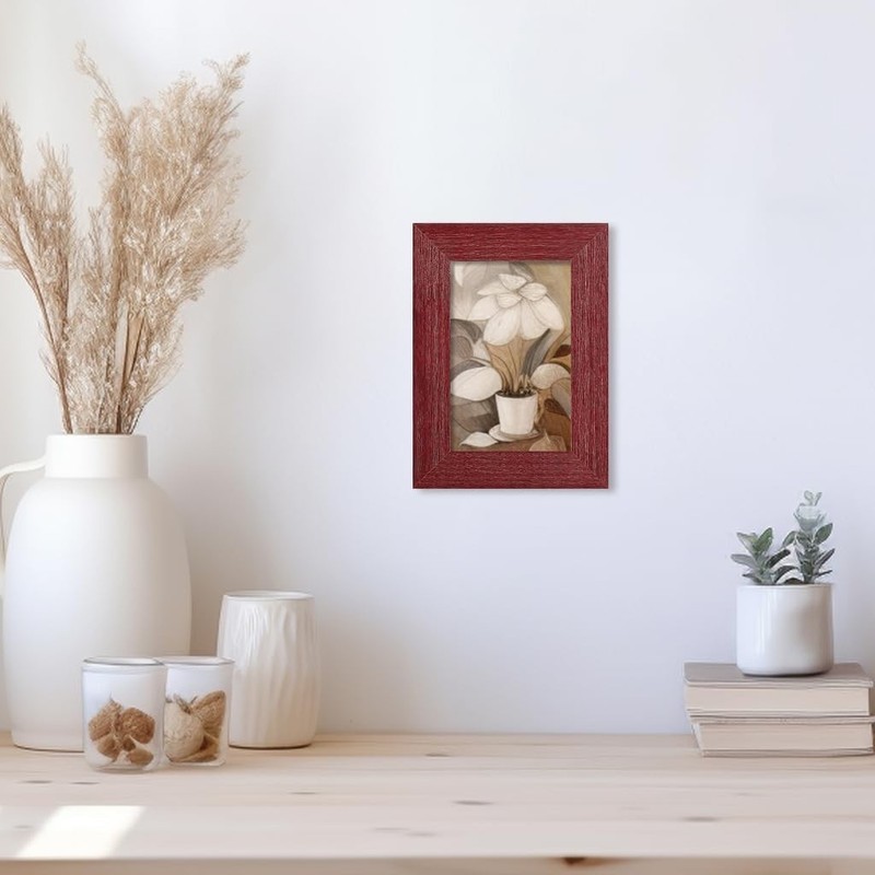 4x6 Picture Frame, Handmade Wood Rustic Red Photo Frame, High Definition Semi... gallery