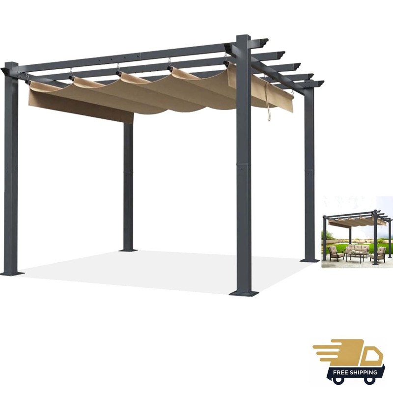 Beige Ripstop Replacement Cover Fit for Home Depot Hampton Bay Pergola ,