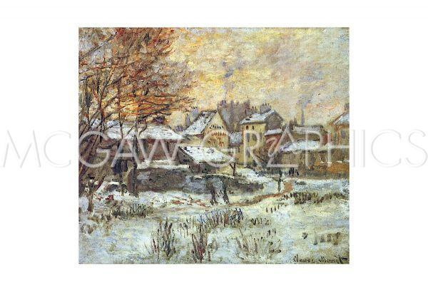 MONET – SNOW EFFECT, SUNSET – ART PRINT POSTER 19″ X 13″ (2042)