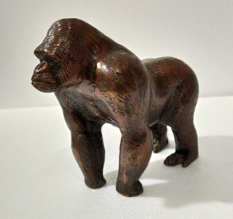Metal Gorilla Bookend Shelf Top Figurine statue Antique Copper Finish Bookends gallery