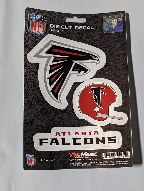 Atlanta Falcons 3-Pack Die-cut Decals Stickers Sheet Measures 5″ x 7″ New!
