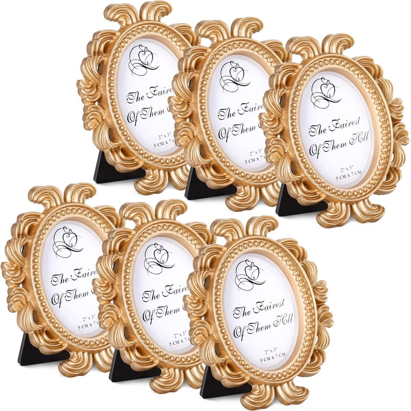 Vicenpal 6 Pieces Mini Gold Picture Frames 3.2 x 4 Inch Vintage Small Antique…