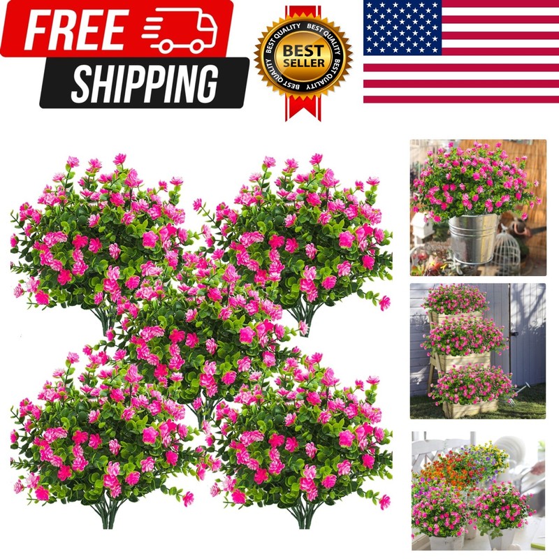 10 Bundles Artificial Fake Flowers, Faux Outdoor Plastic Plants UV Resistant …