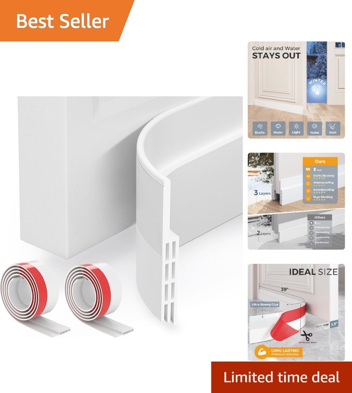 2 Pack Silicone Door Draft Stopper for Noise & Insulation – 2″ W x 39″ L