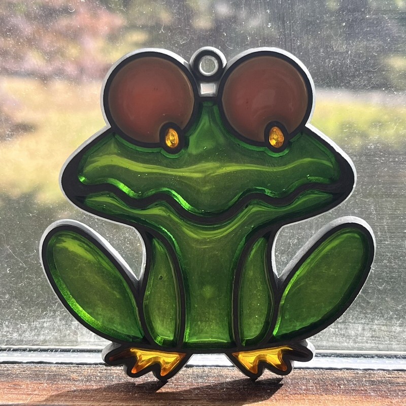 Vintage Frog Sun Catcher Green Yellow