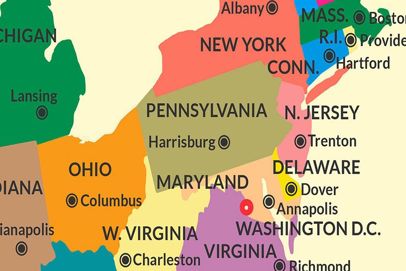 32''x50'' United States Map US Poster Administrative Print Home Office Mural gallery