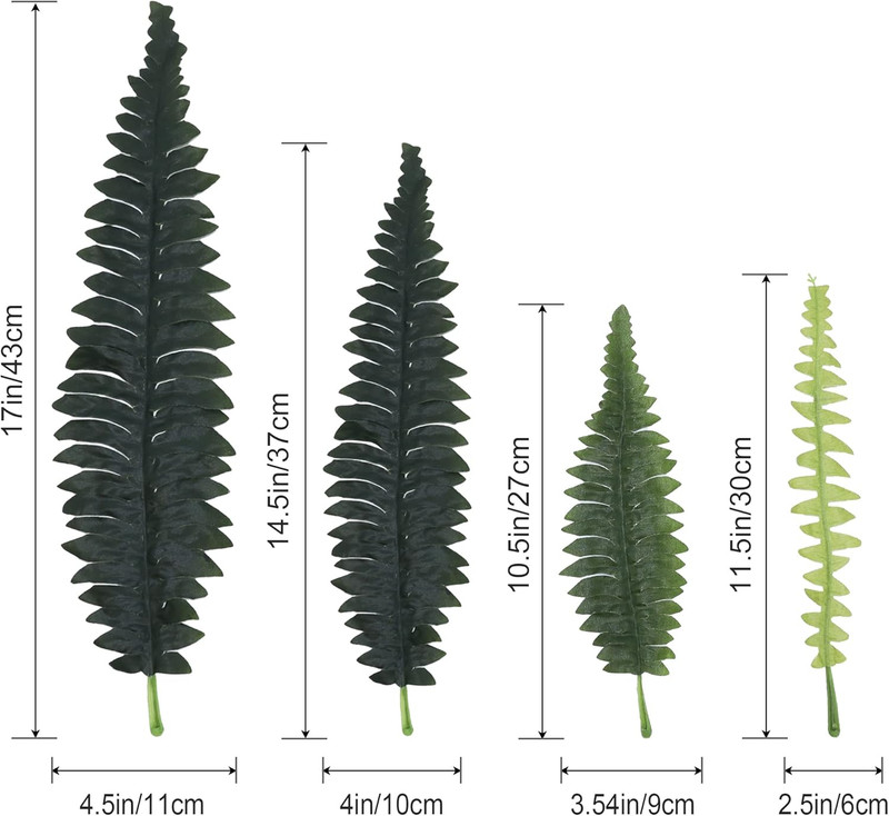 Artificial Ferns for Outdoors, Set of 2 Bouquets 33" Diam Large Fake Ferns Faux gallery