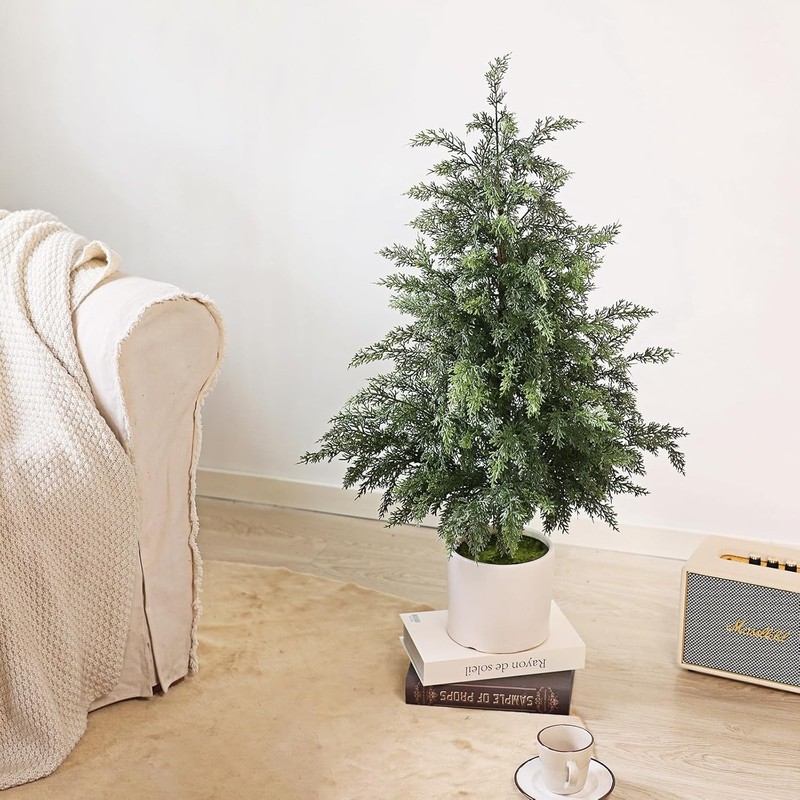 3FT Soft Textured Cedar Topiary Trees for Front Porch Decor, Artificial Shrubs gallery