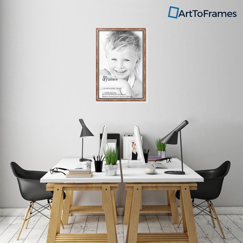 ArtToFrames Picture Frame Custom 1.25" Brown Honey Stain on Oak Wood 4085 Small gallery