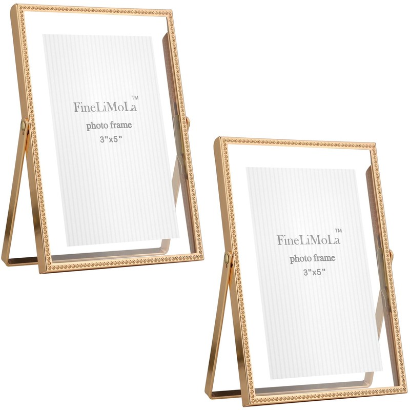 Gold 4×6” Floating Picture Frame 2Pack,For Photo Sizes(2×3”,3.5x 5”),Beade…