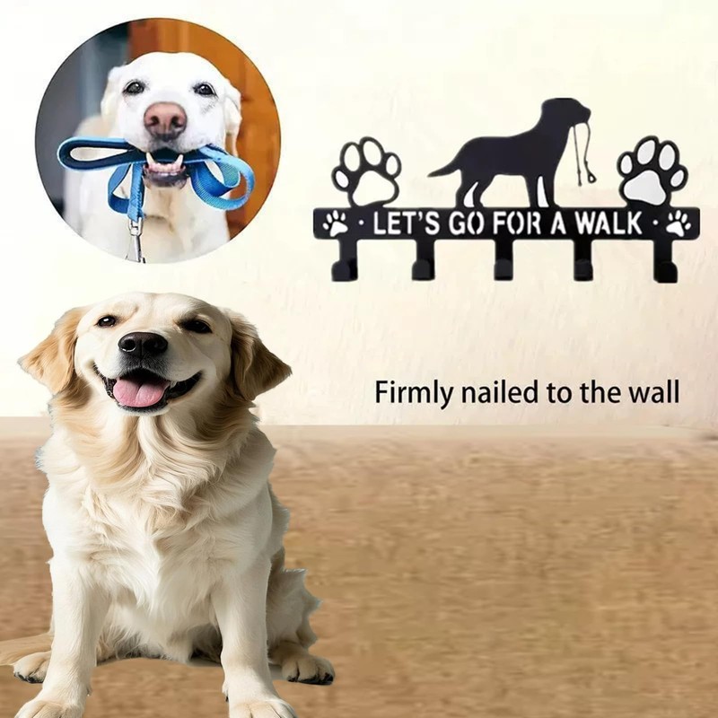 5-Hook Metal Dog Leash Holder, Wall Mount, Key Holder, Accessory, Hanger gallery