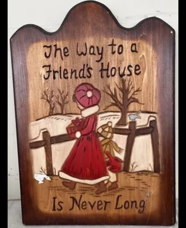 VTG Country Hand Painted Relief "The Way to a Friend's House..." Marthea Johnson gallery