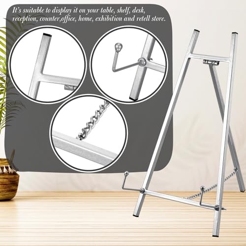 Metal Easel Stand 16.5" H x 8.7" W x 4.3" D Table Top Easel Stand for Silver gallery