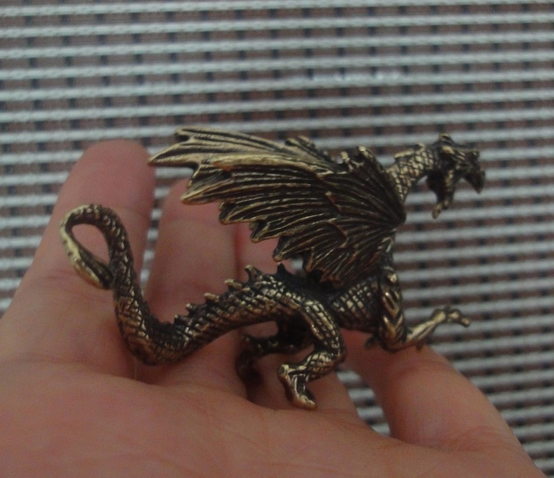 Solid Brass Figurine Copper Pterosaur Flying Dragon Statue for Home Decor gallery