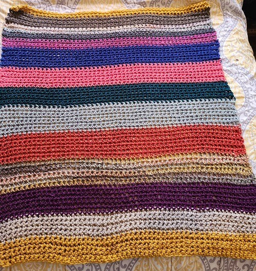 Handmade Finger Crocheted Blanket 51 x 58 Inches