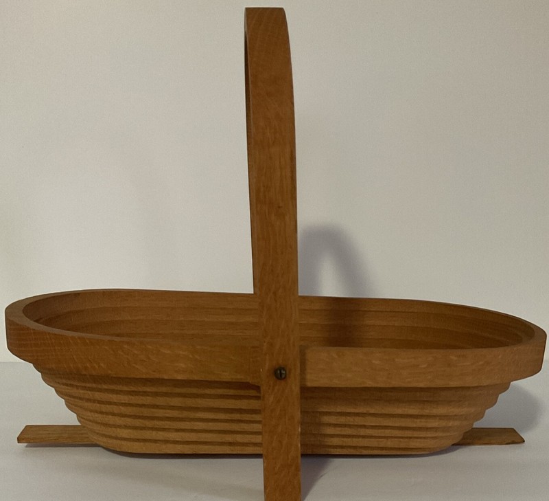 Handmade Collapsible WOODEN BASKET_13 1/2" x 6 5/8" x 7/8"(11' w/ handle)_Signed gallery