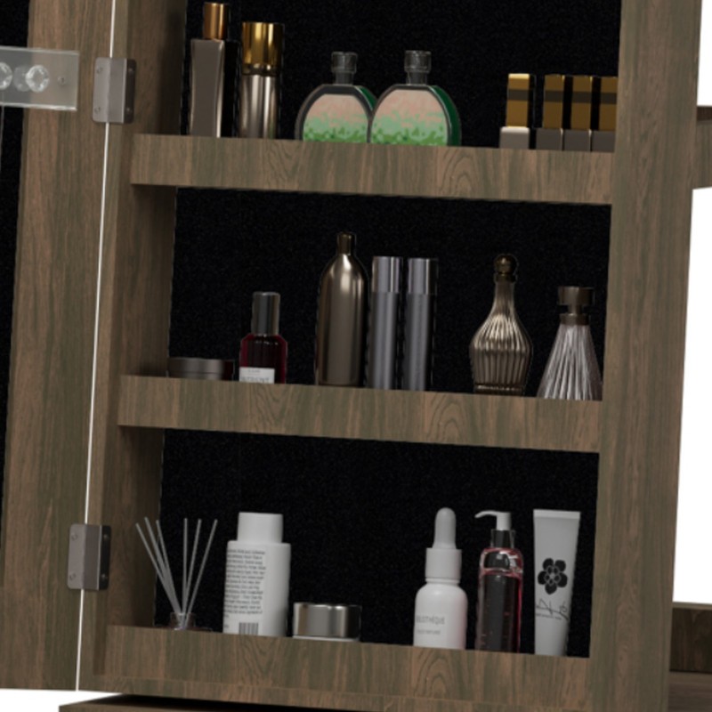 360°Cloakroom Full Length Mirror Space-Saving Mirror For Living Room in Brown gallery