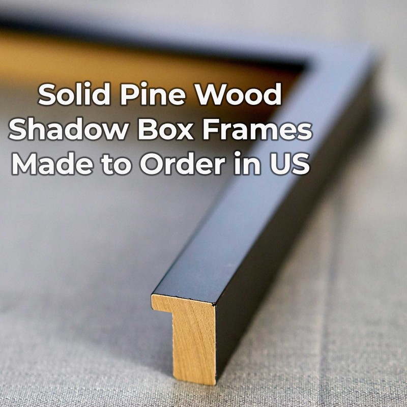 18x30 Shadow Box Frame Black | 1 inches Deep Real Wood Contemporary Shadowbox Di gallery